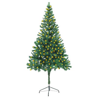 vidaXL Изкуствена осветена коледна елха със стойка, 180 см, 564 клонки