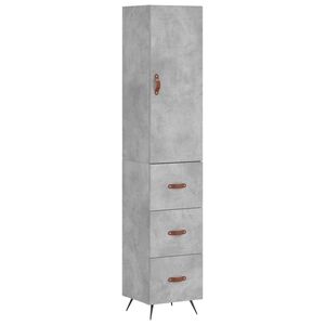 vidaXL Висок шкаф, бетонно сив, 34,5x34x180 см, инженерно дърво