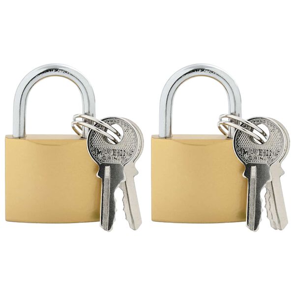 vidaXL U Lock с ключове 2 pcs Месинг Желязо