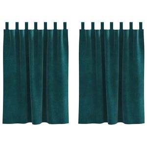 vidaXL Затъмняващи завеси 2 pcs Тъмен зелен 140 x 140 cm Кадифе