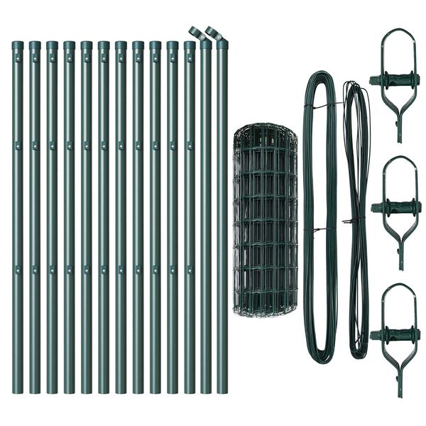 vidaXL Ограда с пост Зелен 0,8 x 25 m Стомана
