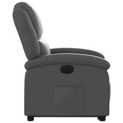 vidaXL Електрически изправящ реклайнер стол, сив, естествена кожа