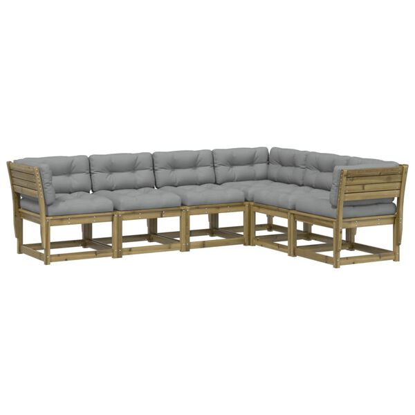 vidaXL Градински комплект 6 части с възглавници импрегниран бор