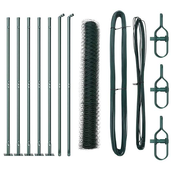 vidaXL Стълб за ограда. Зелен 10 x 0,8 м (50 мм мрежа) Стомана и PVC