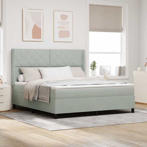 vidaXL Легло с пружинирана основа Светлосиво 180 x 200 cm Кадифе