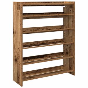 vidaXL Етажерка за обувки, старо дърво, 80x25x100 см, инженерно дърво