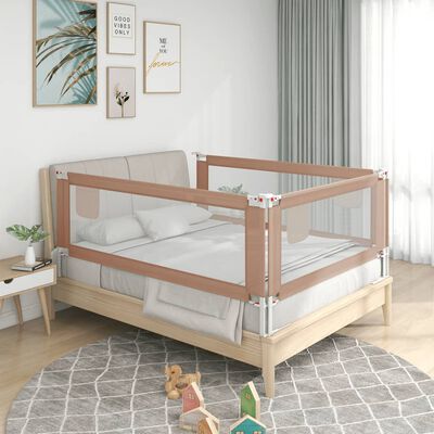 vidaXL Ограничител за бебешко легло, таупе, 190x25 см, плат