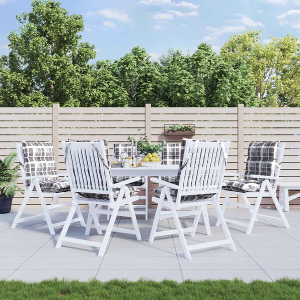 vidaXL Възглавници за стол ниска облегалка 6 бр сиво каре Оксфорд плат