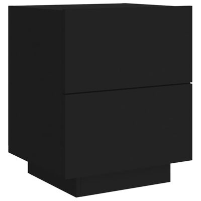 vidaXL Нощни шкафчета с LED, 2 бр, черно, инженерна дървесина