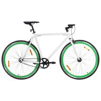 vidaXL Велосипед с фиксирана предавка, бяло и зелено, 700c, 51 см