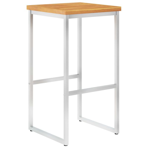 vidaXL Бар столове, 4 бр, акация масив и неръждаема стомана