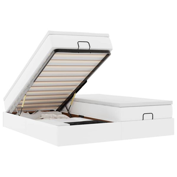 vidaXL Османска легло с матраци, бяло, 180x200 см, изкуствена кожа