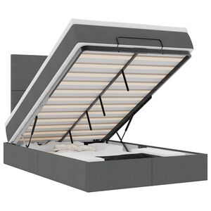 vidaXL Османска легло с матрак и LED, тъмносиво, 120x190 см, плат