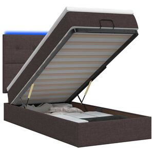 vidaXL Отоман с матрак и LED с таблото Тъмен кафяв 90 x 190 cm Текстил