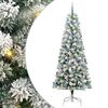 vidaXL Изкуствено коледно дърво с хингед с поставка Зелен и бял 240 cm