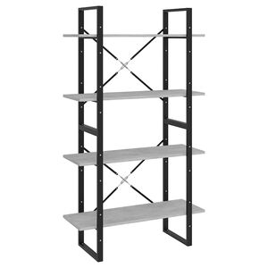 vidaXL 4-етажна библиотека, бетонно сив, 80x30x140 см, инженерно дърво