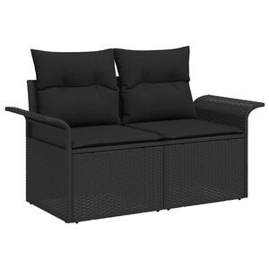 vidaXL Градински диван с възглавница Черно 141 x 62 x 69cm полиратан