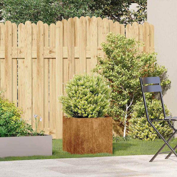 vidaXL Кашпа, ръждива, 40x40x40 см, патинираща стомана