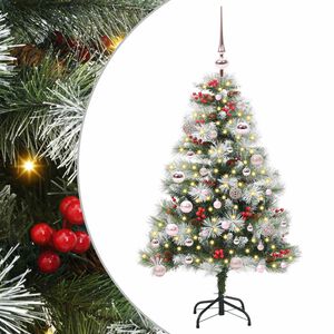 vidaXL С изкуствено коледно дърво Зелен и бял 150 cm