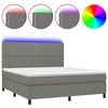 vidaXL Боксспринг легло с матрак и LED, тъмносиво, 180x200 см, плат