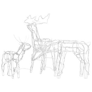 vidaXL Коледна украса, 3 светещи елена, 229 LED лампички