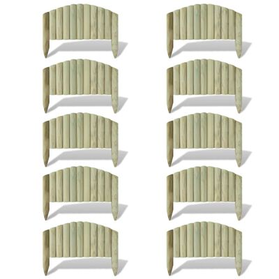vidaXL Мини оградни панели за лехи, 10 бр, дърво, 55 см