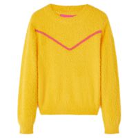 Детски плетен пуловер, тъмна охра, 92