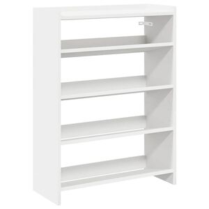 vidaXL Етажерка за обувки, бяла, 60x25x81 см, инженерно дърво