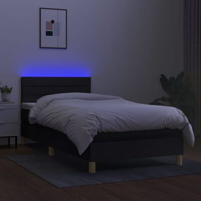 vidaXL Боксспринг легло с матрак и LED, черно, 100x200 см, плат