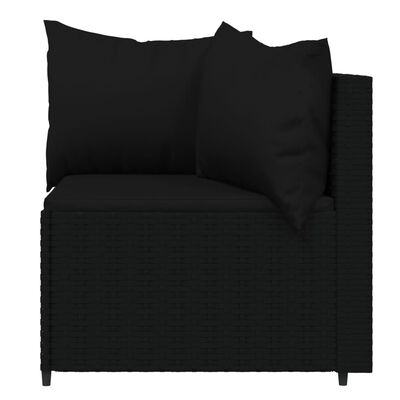 vidaXL Градински ъглови дивани с възглавници, 2 бр, черни, полиратан