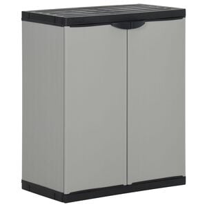 vidaXL Градински контейнер за отпадъци, сиво и черно, 68x40x85 см, PP