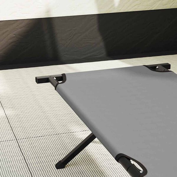 vidaXL Сгъваемо къмпинг легло Сив Оксфордска тъкан