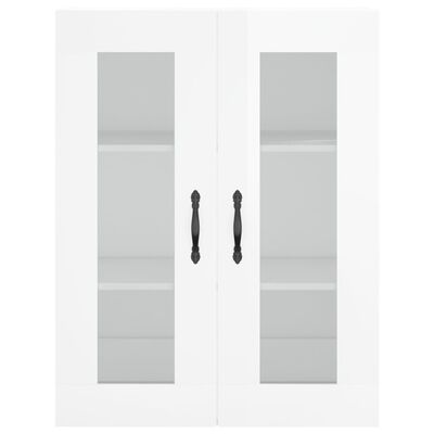 vidaXL Стенни шкафове, 2 бр, бял гланц, инженерно дърво