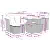 vidaXL Градински диван с възглавници, 7 части, полиратан, сив