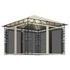 vidaXL Шатра с комарник и LED стринг, 3x3x2,73 м, 180 г/м&sup2;, кремава