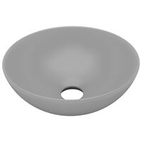 vidaXL Керамична мивка за баня, светлосива, кръгла