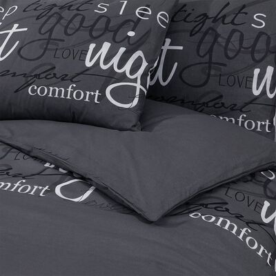 vidaXL Комплект спално бельо, черно, 200x200 см, памук