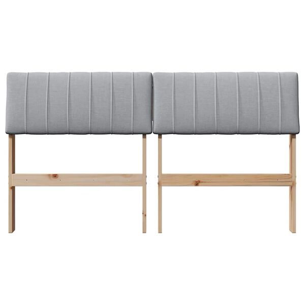 vidaXL Тапицирана табла Светлосиво 140 cm Солидно борово дърво