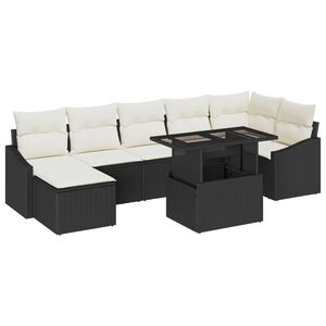 vidaXL Градински Софа Комплект с възглавница 8 pcs Черен и кремав