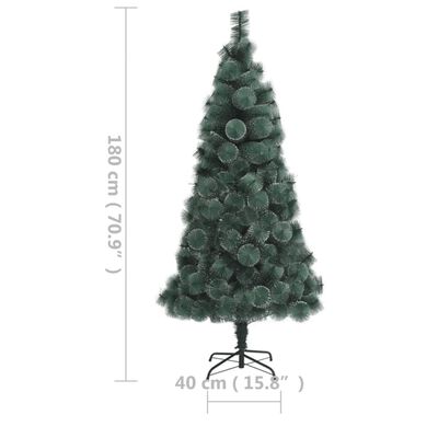 vidaXL Изкуствена осветена коледна елха със стойка зелена 180 см PET