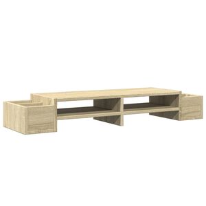 vidaXL Стойка за монитор с място за съхранение дъб сонома 100x27x15 см