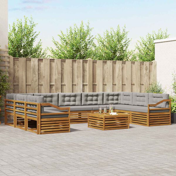 vidaXL Комплекти дивани с възглавница 10 pcs Естествено и светло сиво