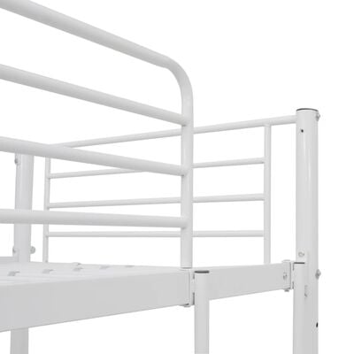 vidaXL Горно легло с рамка за маса, бяло, метал, 90x200 см