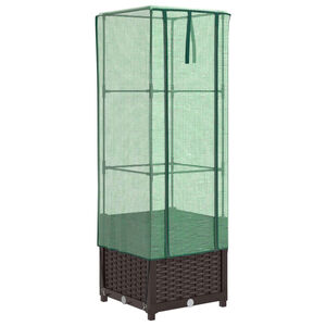 vidaXL Повдигнато легло с оранжерия калъф, ратанов вид, 40x40x139 см