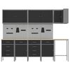 vidaXL Комплект работни шкафове с чекмедже с рафт 12 pcs Черен и Сив