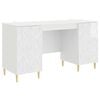 vidaXL Бюро Бял гланц 142,5 x 50 x 75 см Инженерна дървесина