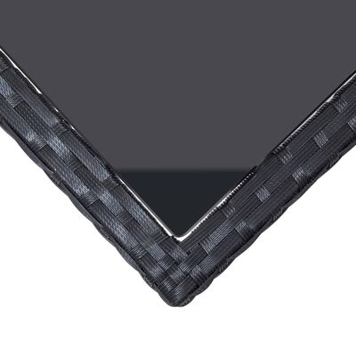 vidaXL Градински комплект с възглавници, 6 части, полиратан, черен