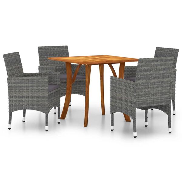 vidaXL Градински трапезен комплект, 5 части, сив