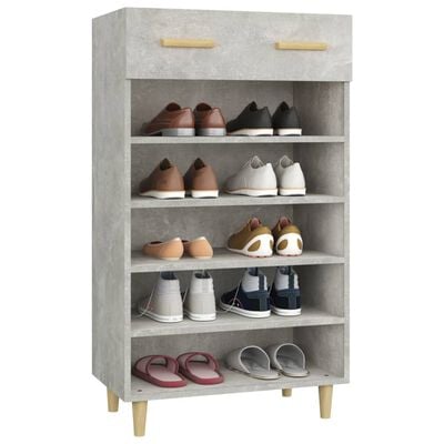 vidaXL Шкаф за обувки, бетонно сив, 60x35x105 см, инженерно дърво