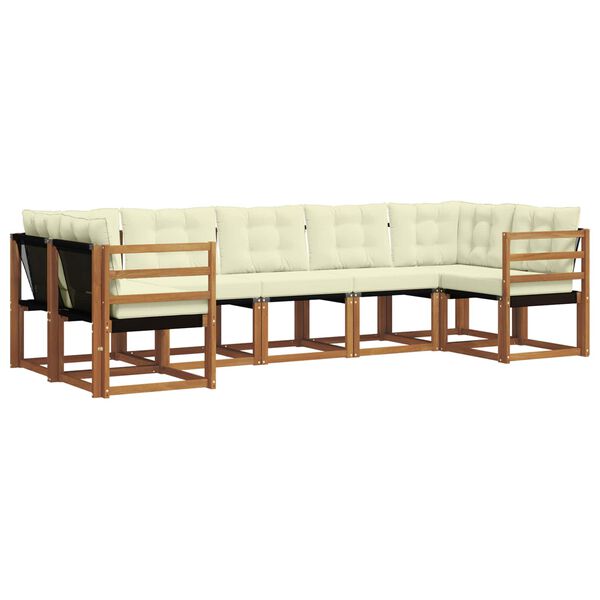 vidaXL Комплект дивани за открито 7 pcs Естествено и черно